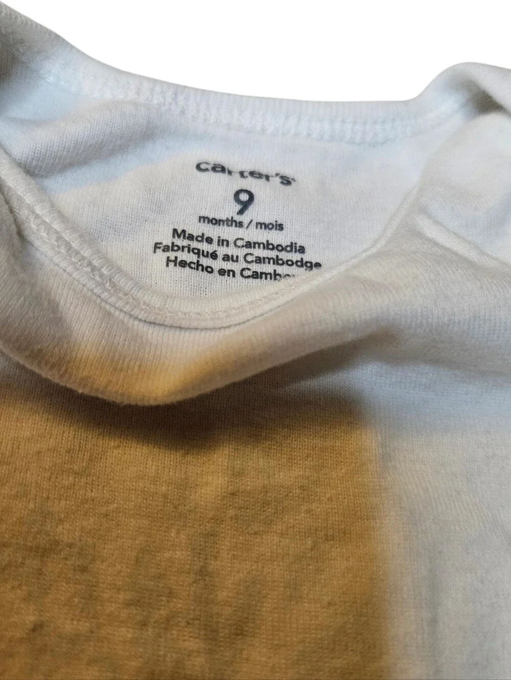 Carter's 9M White Short Sleeve Bodysuits 2 Pack